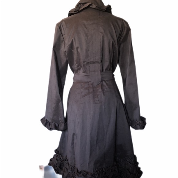 Dons Collection Ruffled Black Taffeta Coat - M - Picture 3 of 8